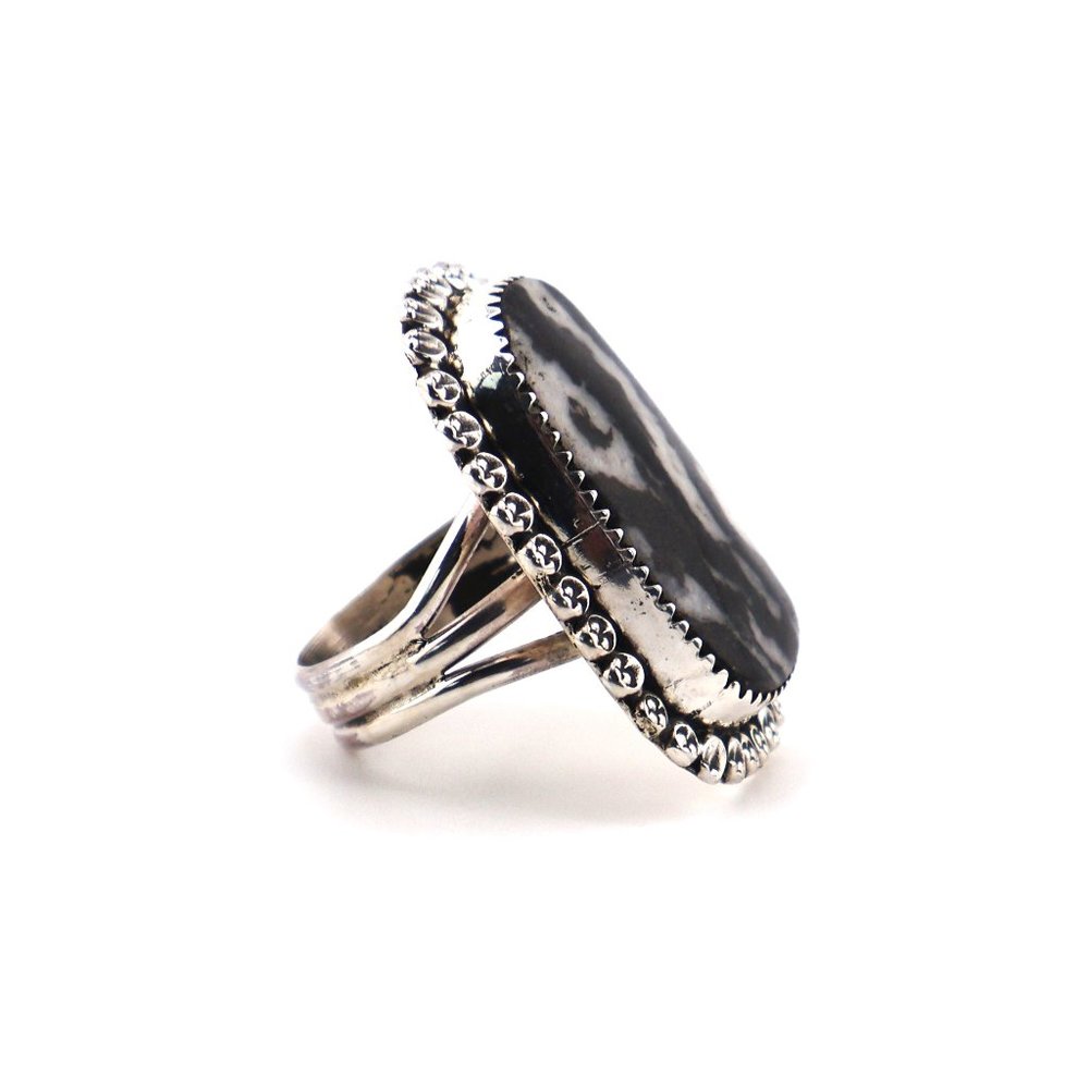 Native American Jasper Zebra Ring Navajo Handmade Jewelry Sterling Sz 8.5 US** - Picture 10 of 13